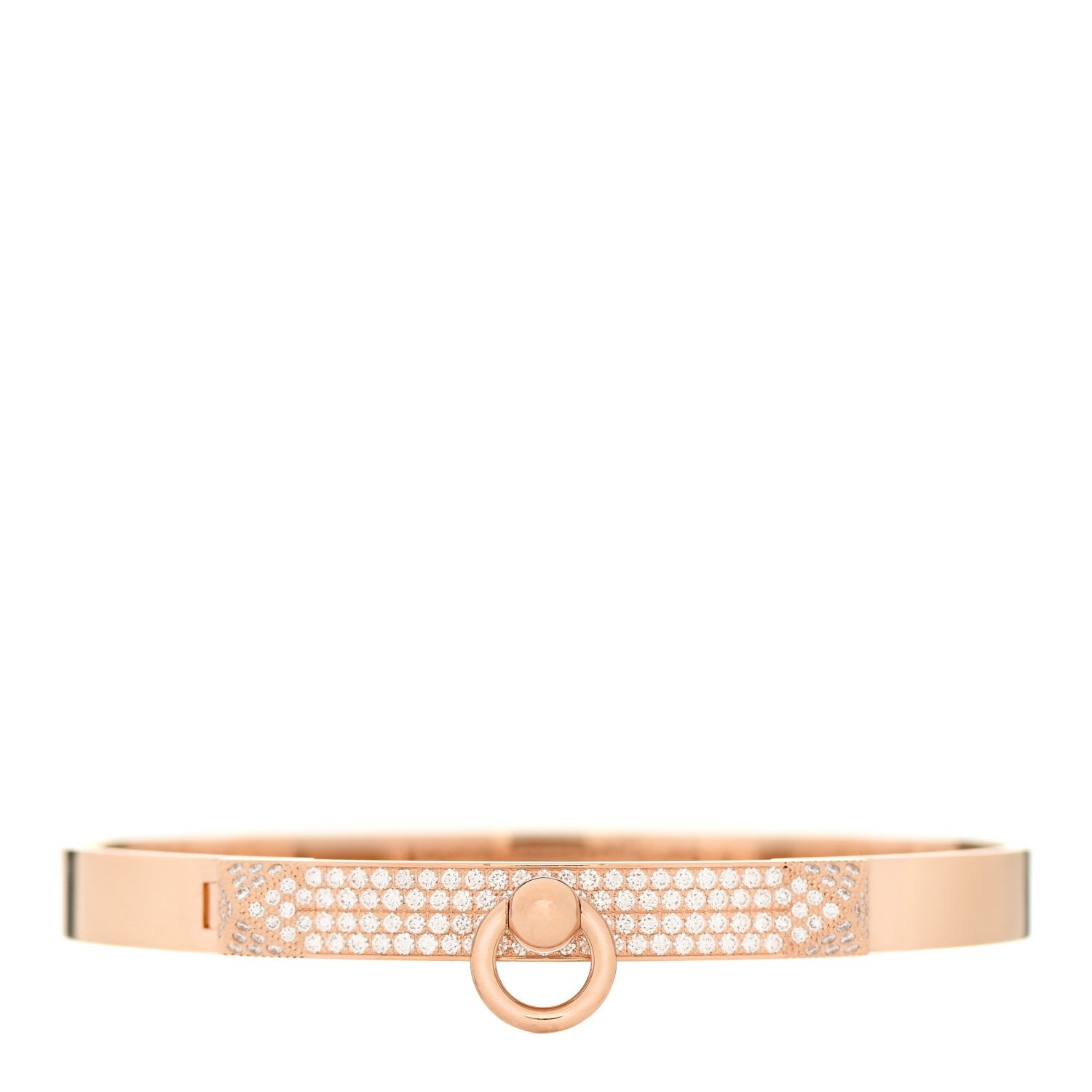 Hermes 18K Rose Gold Diamond PM Collier De Chien Pave Bracelet ST 1 of 4
