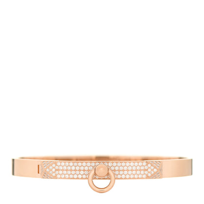 Hermes 18K Rose Gold Diamond PM Collier De Chien Pave Bracelet ST 1 of 4