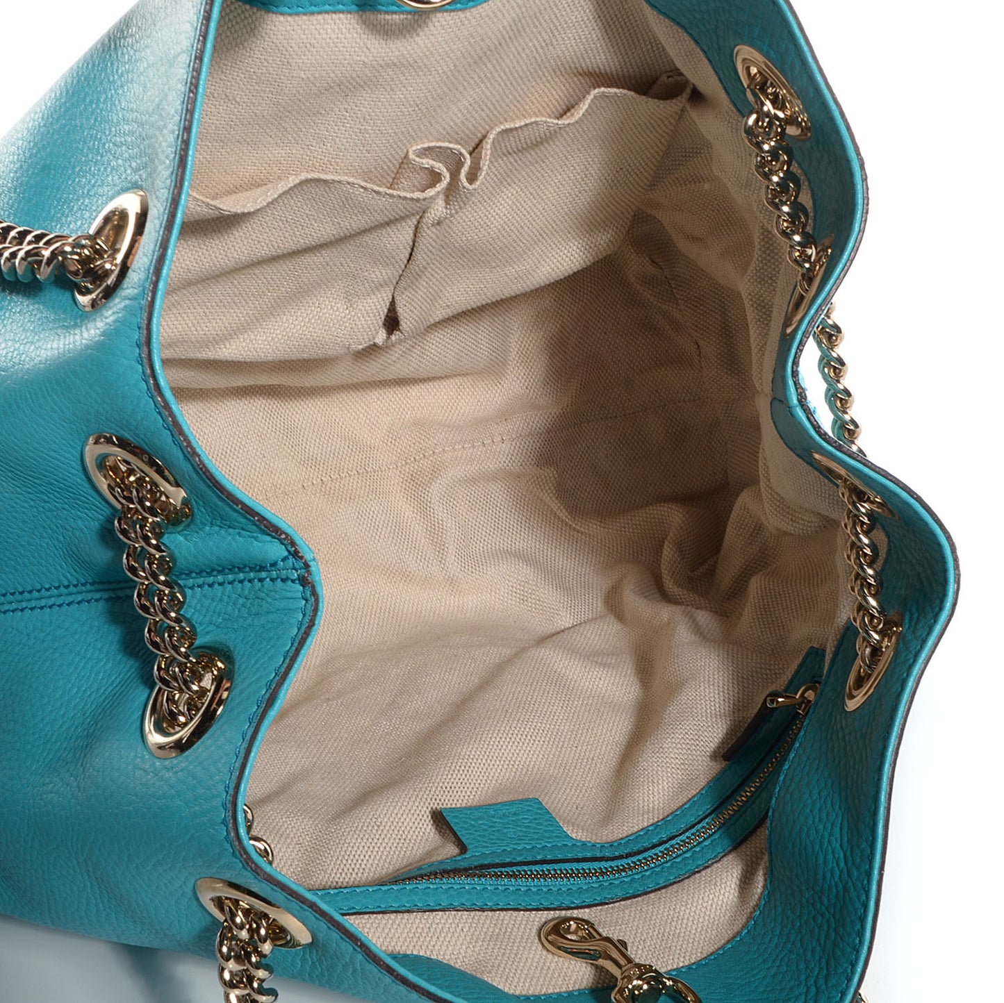 Pebbled Calfskin Medium Soho Chain Shoulder Bag Teal