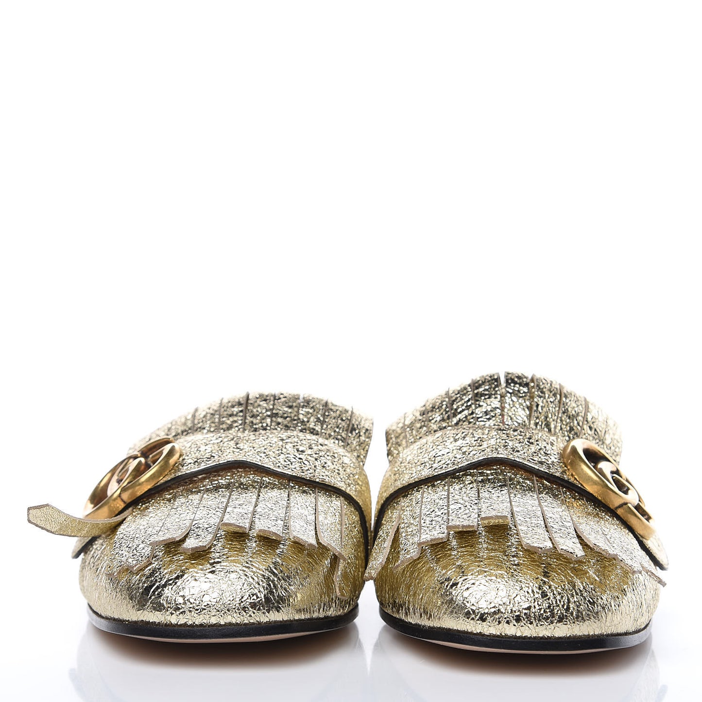 Galassia Womens GG Marmont Fringe Slippers 39.5 Platino