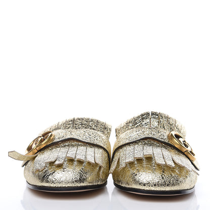 Gucci Galassia Womens GG Marmont Fringe Slippers 39.5 Platino 2 of 8