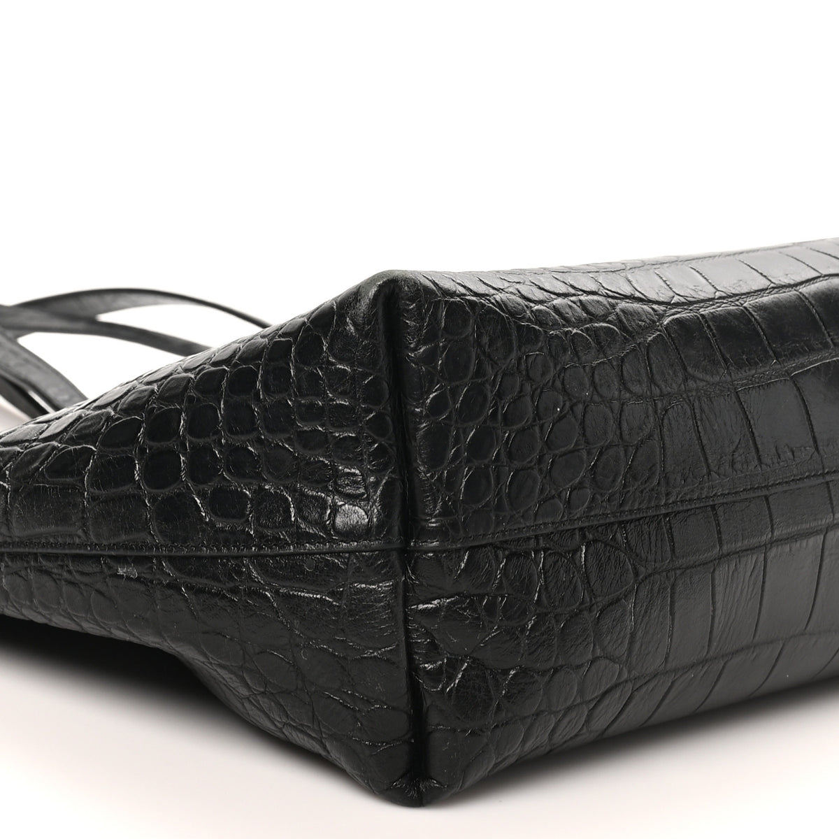 Saint Laurent Calfskin Crocodile Embossed Large Shopper Tote Black 10 of 12