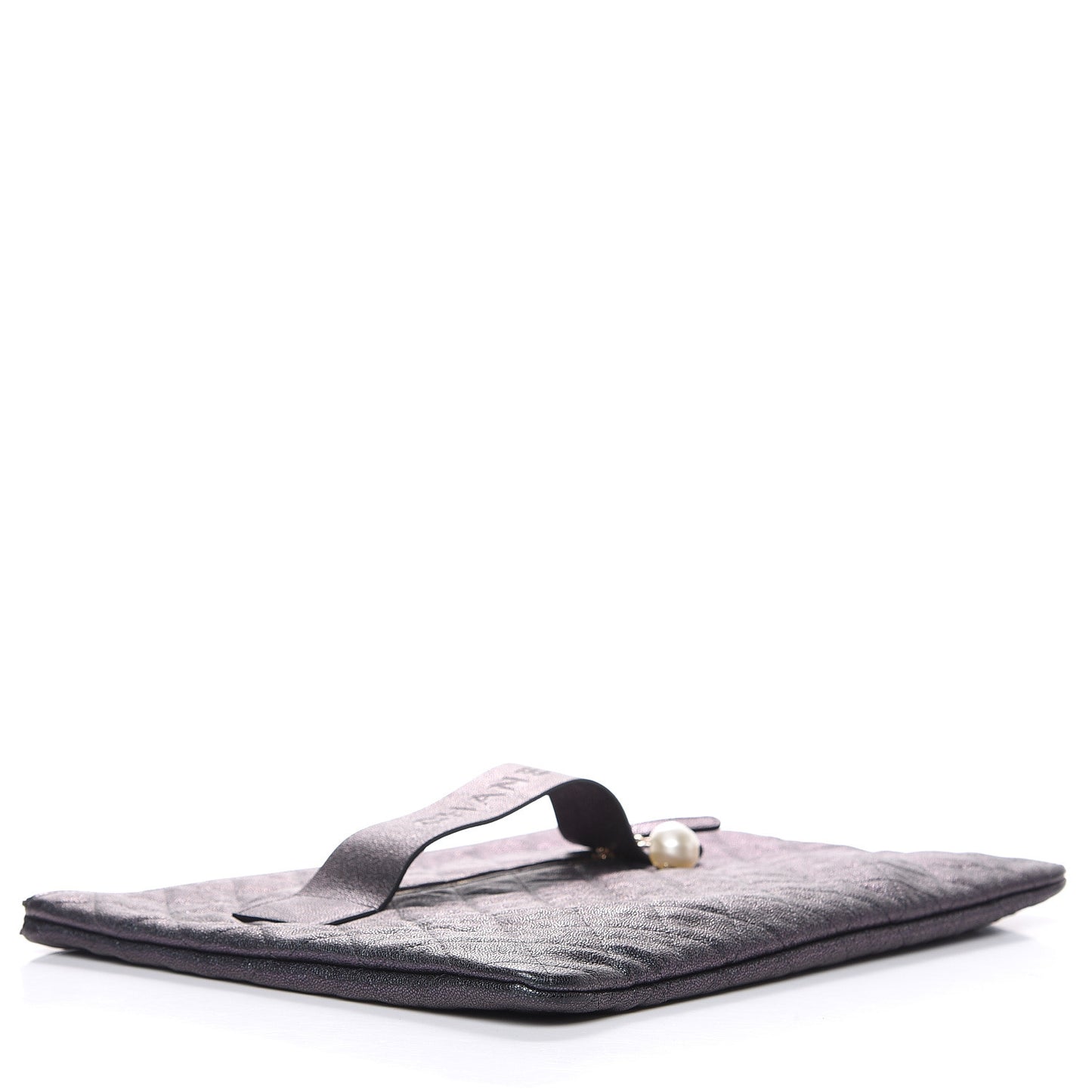 Iridescent Caviar Medium Night by the C Pouch Clutch Black
