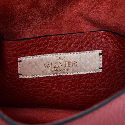 Valentino Garavani Pebbled Calfskin Small Guitar Strap Rockstud Rolling Flip Lock Crossbody Bag Rubin 6 of 6