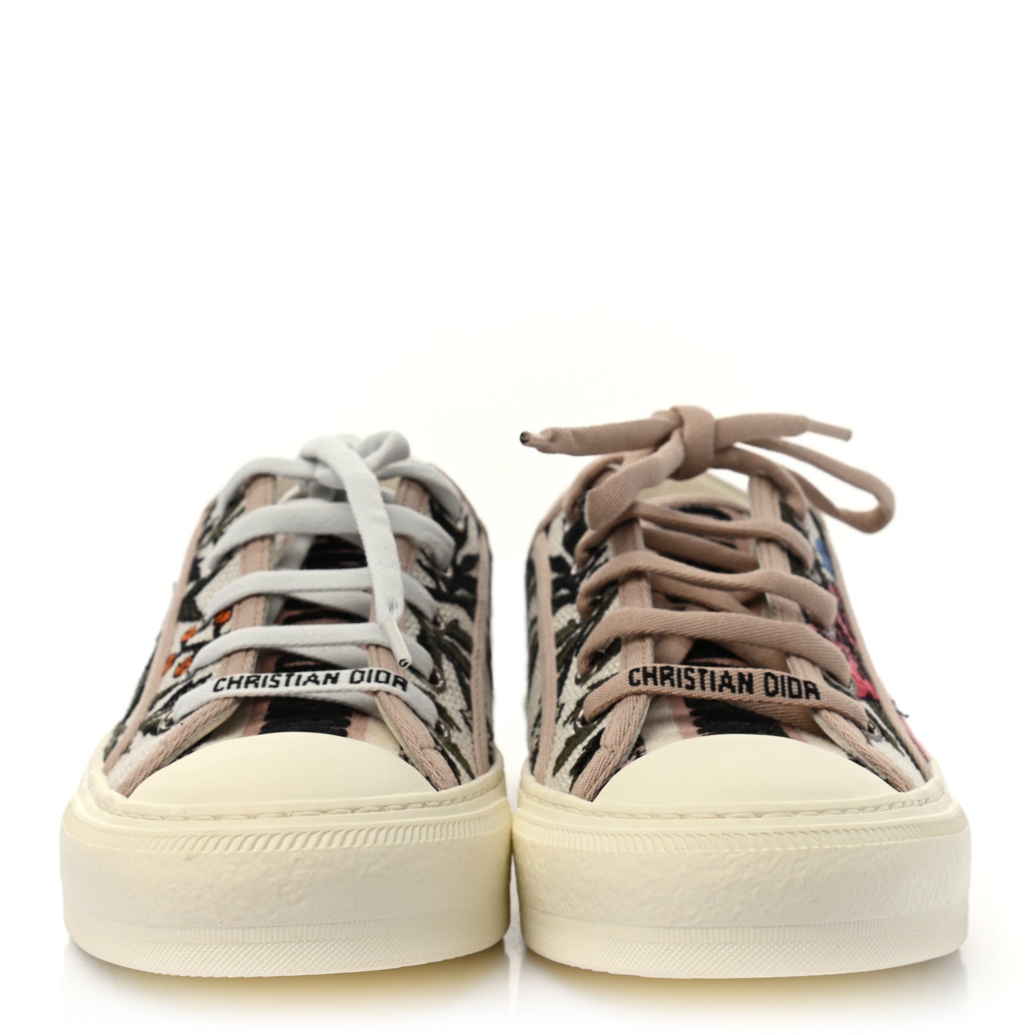 Christian Dior Canvas Rosa Mutabilis Embroidered Womens Walk'N'Dior Low Top Sneakers 37.5 Multicolor 2 of 8