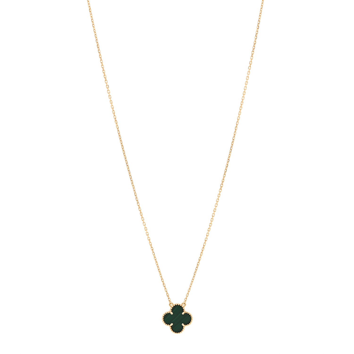 Van Cleef & Arpels 18K Yellow Gold Malachite Vintage Alhambra Pendant Necklace 1 of 6