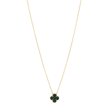 Van Cleef & Arpels 18K Yellow Gold Malachite Vintage Alhambra Pendant Necklace 1 of 6