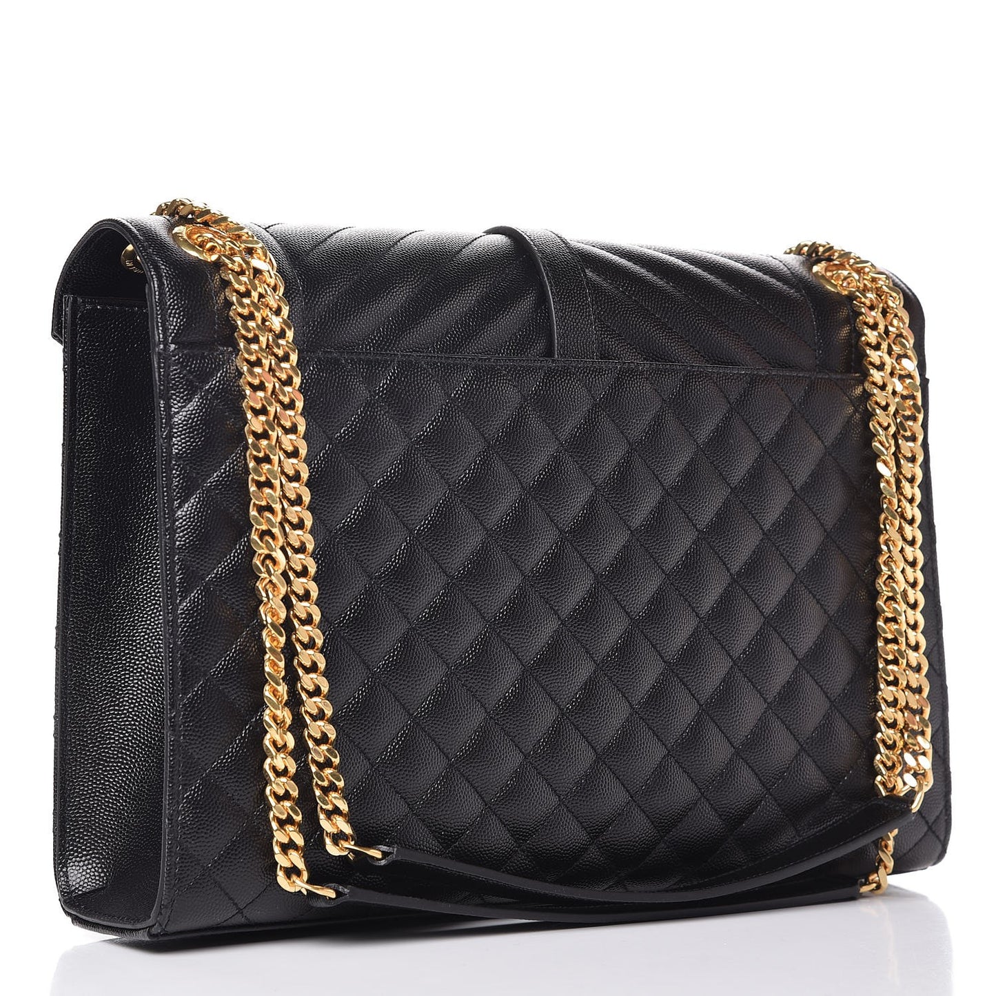 Grain De Poudre Textured Mixed Matelasse Large Triquilt Monogram Satchel Black