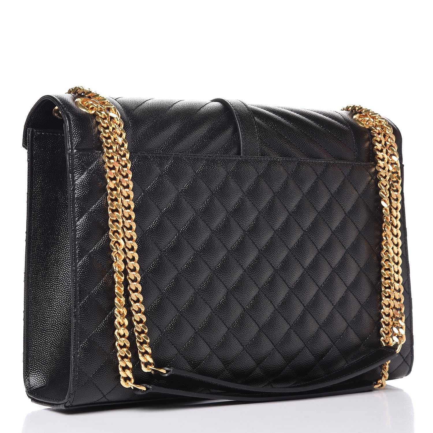 Saint Laurent Grain De Poudre Textured Mixed Matelasse Large Triquilt Monogram Satchel Black 3 of 7
