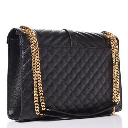 Saint Laurent Grain De Poudre Textured Mixed Matelasse Large Triquilt Monogram Satchel Black 3 of 7
