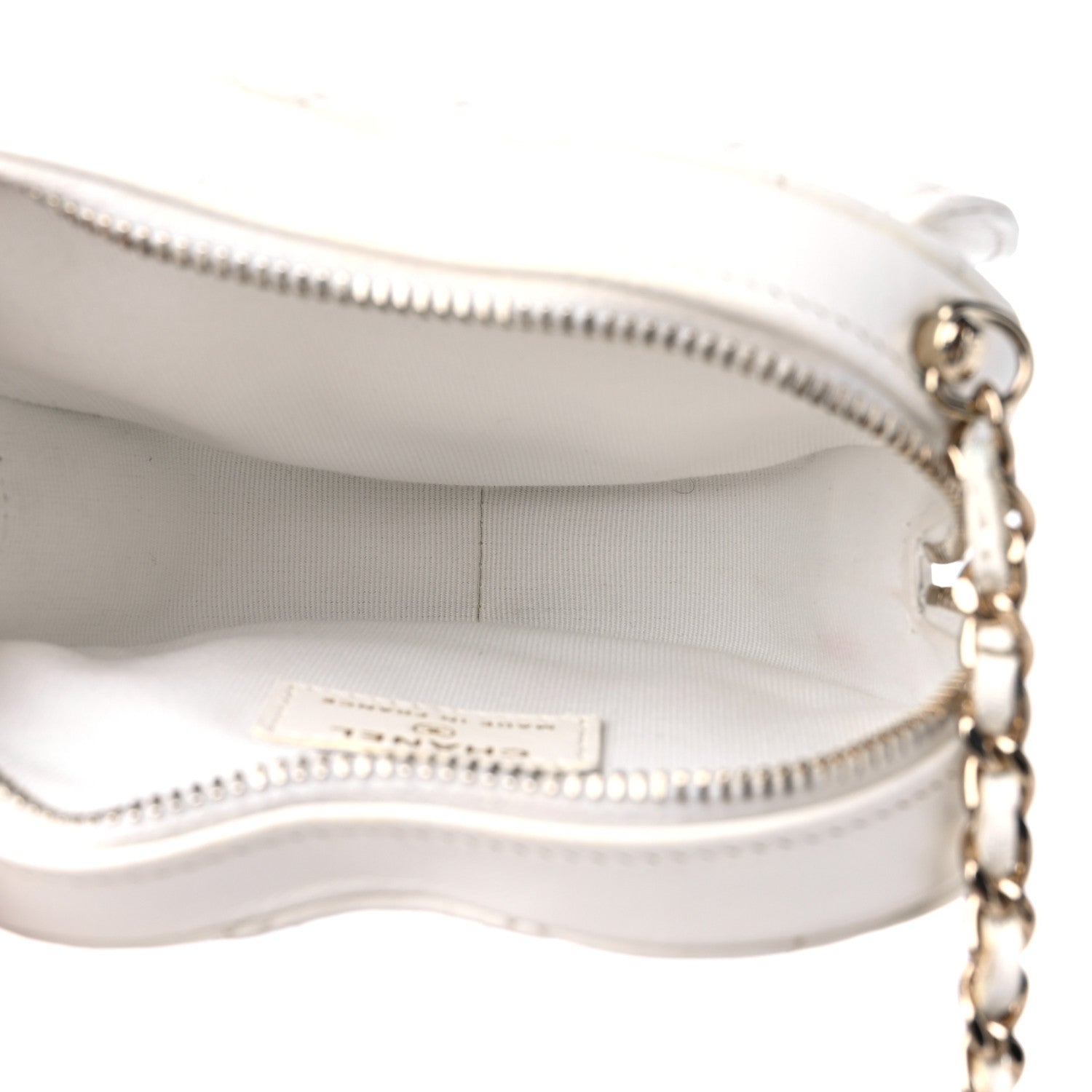 Chanel Lambskin Quilted CC In Love Heart Clutch With Chain White 5 of 13