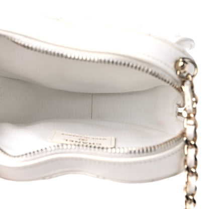 Chanel Lambskin Quilted CC In Love Heart Clutch With Chain White 5 of 13