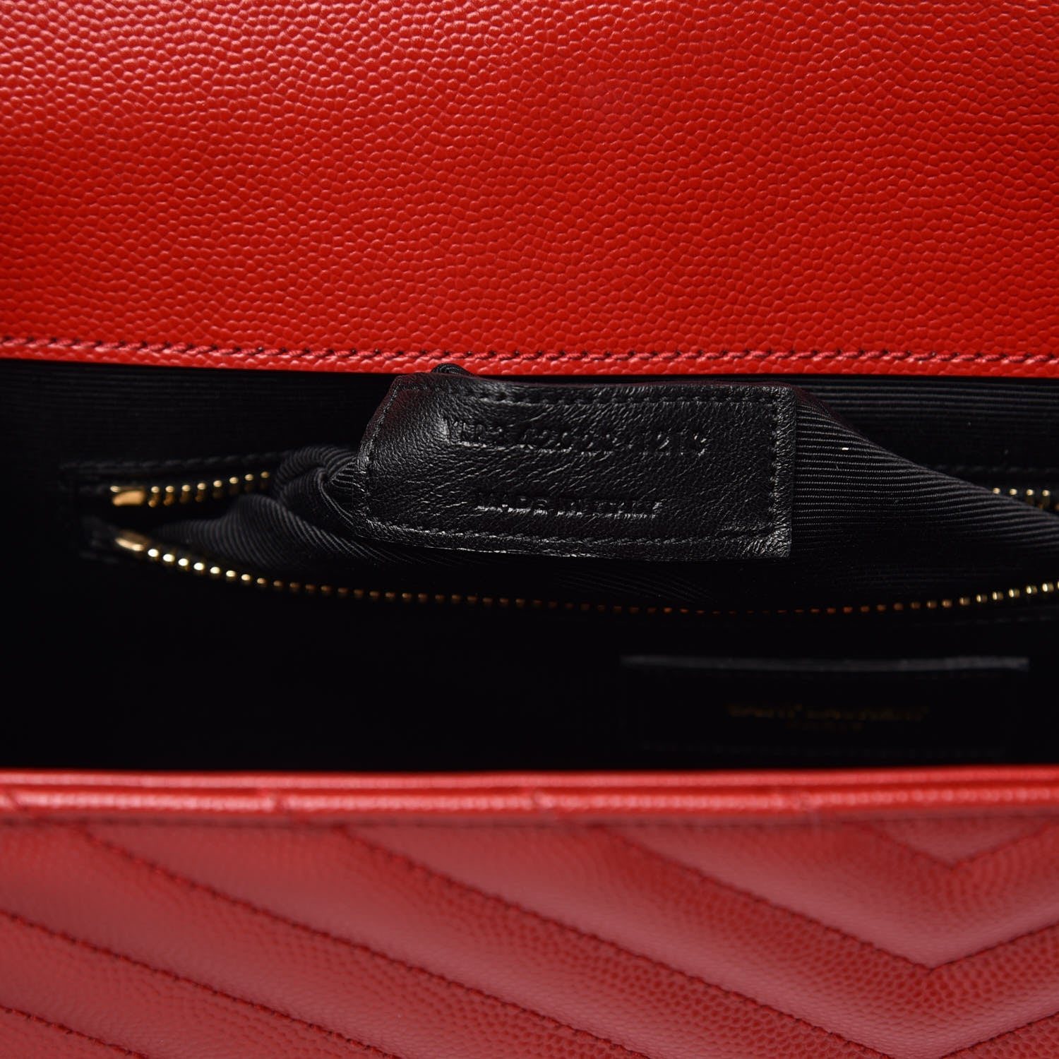 Saint Laurent Grain De Poudre Matelasse Chevron Large Monogram Satchel Lipstick Red 7 of 13