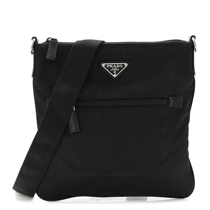 Prada Tessuto Nylon Saffiano Flat Messenger Bag  Black 1 of 21
