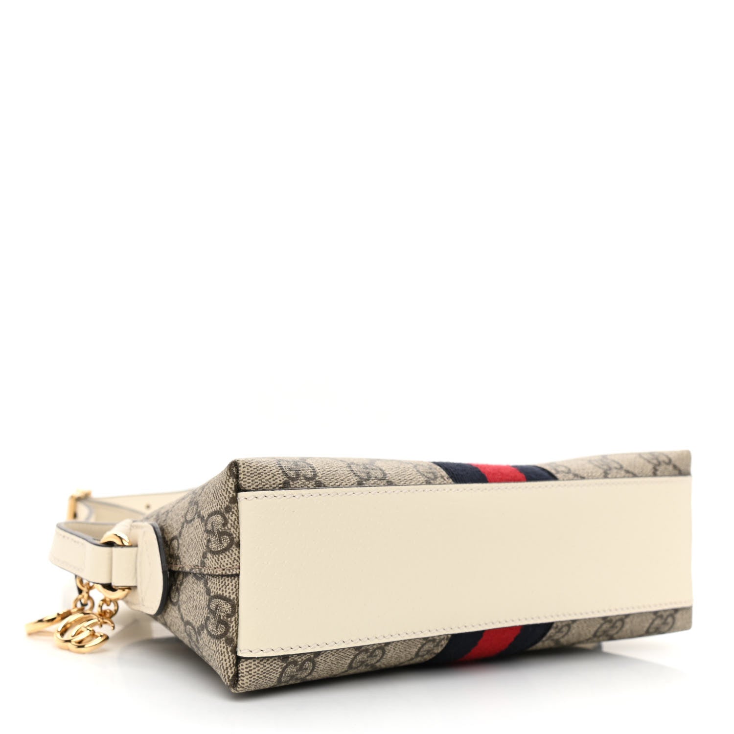 Gucci GG Supreme Monogram Textured Dollar Calfskin Web Small Ophidia Dome Shoulder Bag Beige Ebony Mystic White 4 of 8