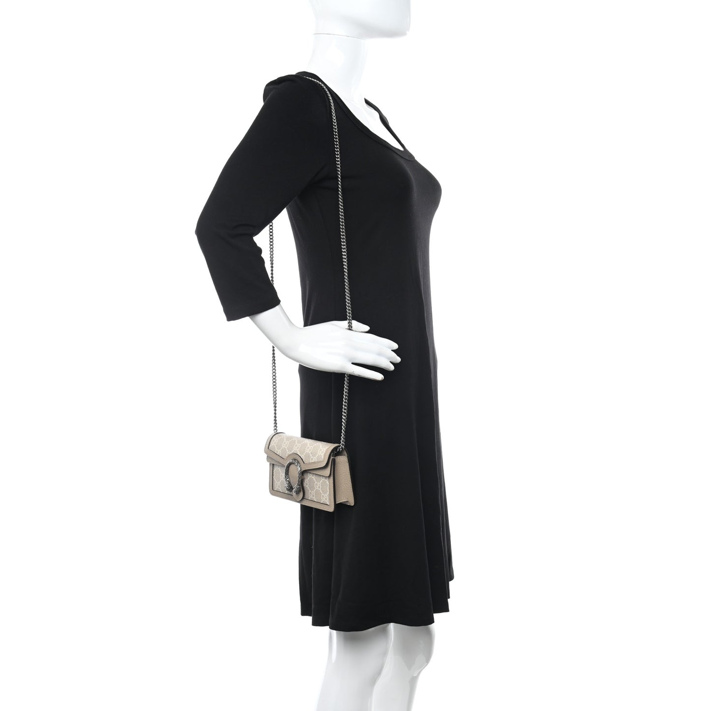 GG Supreme Monogram Textured Dollar Calfskin Super Mini Dionysus Shoulder Bag Beige Mystic White Oatmeal