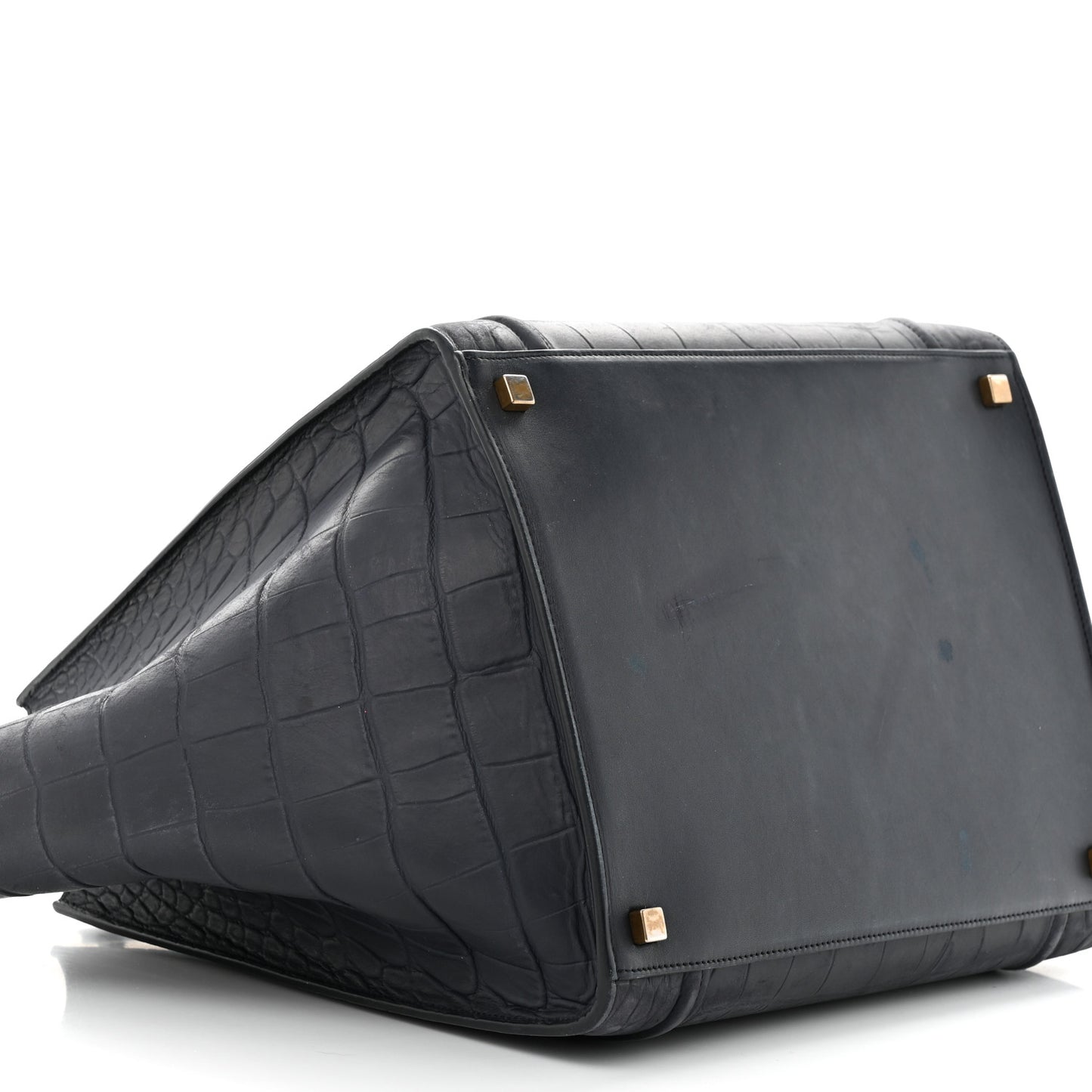 Crocodile Embossed Calfskin Medium Phantom Luggage Navy Blue