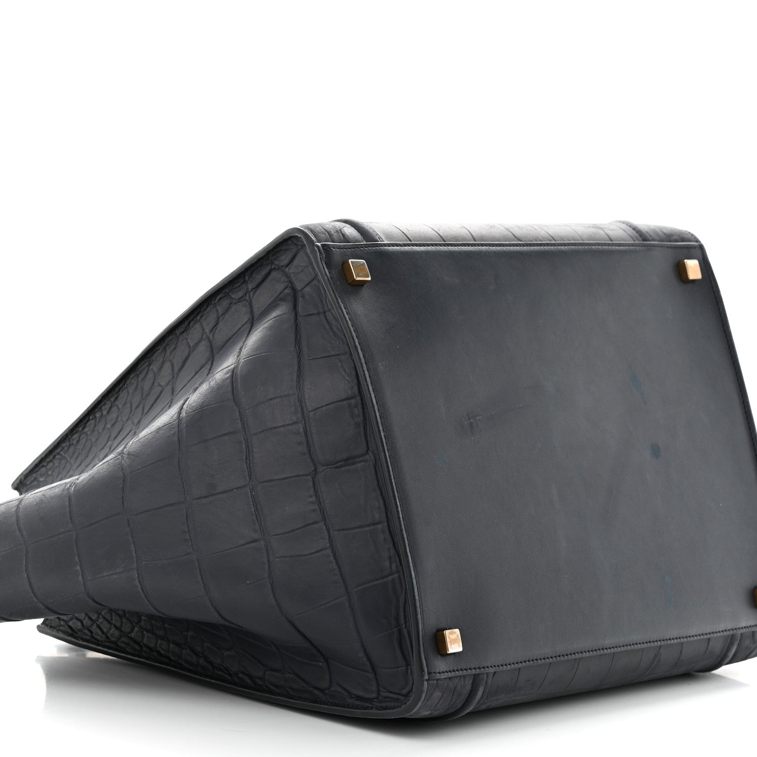 Celine Crocodile Embossed Calfskin Medium Phantom Luggage Navy Blue 9 of 12
