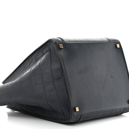 Celine Crocodile Embossed Calfskin Medium Phantom Luggage Navy Blue 9 of 12