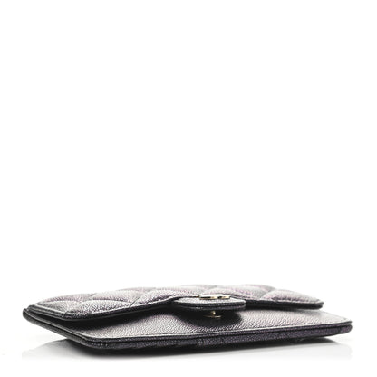 Chanel Iridescent Caviar Quilted Flap Zip Card Holder Black 3 of 4