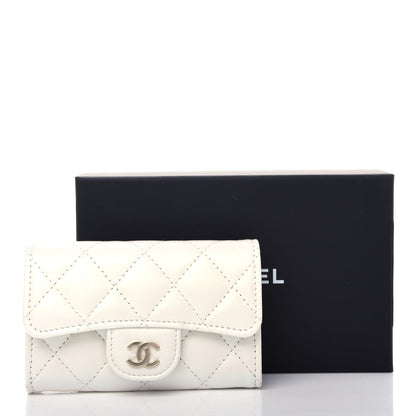 Chanel Iridescent Calfskin Quilted Flap Card Holder Wallet Ivory 9 of 9