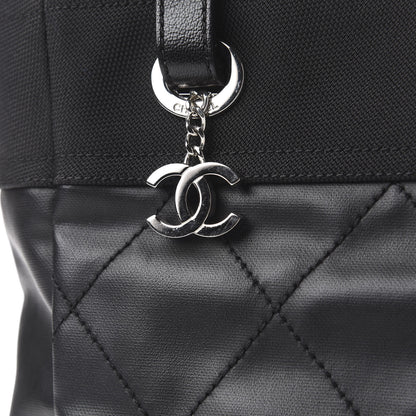 Chanel Coated Canvas Quilted Small Paris Biarritz Tote Black 9 of 9
