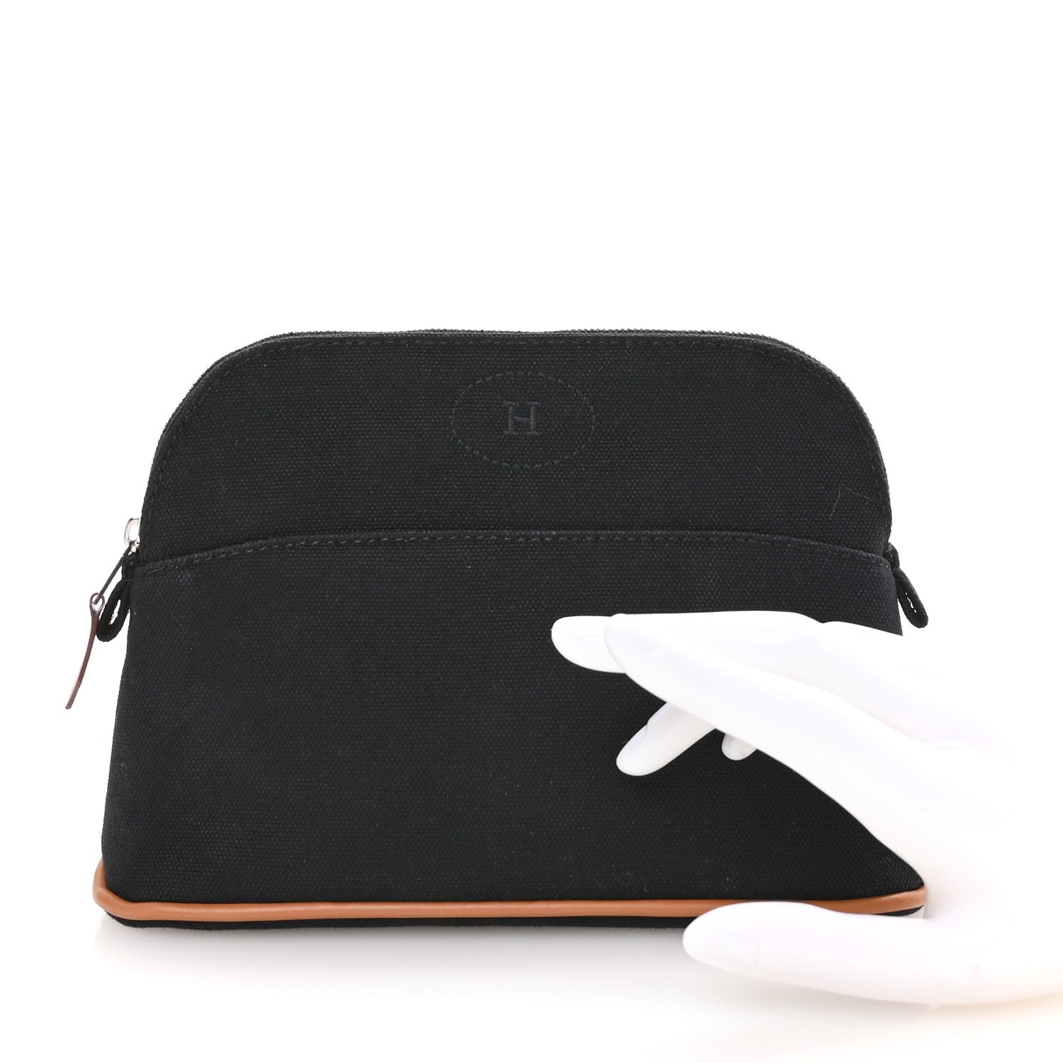 Hermes Cotton Canvas Mini Bolide Travel Cosmetic Pouch Black 3 of 16