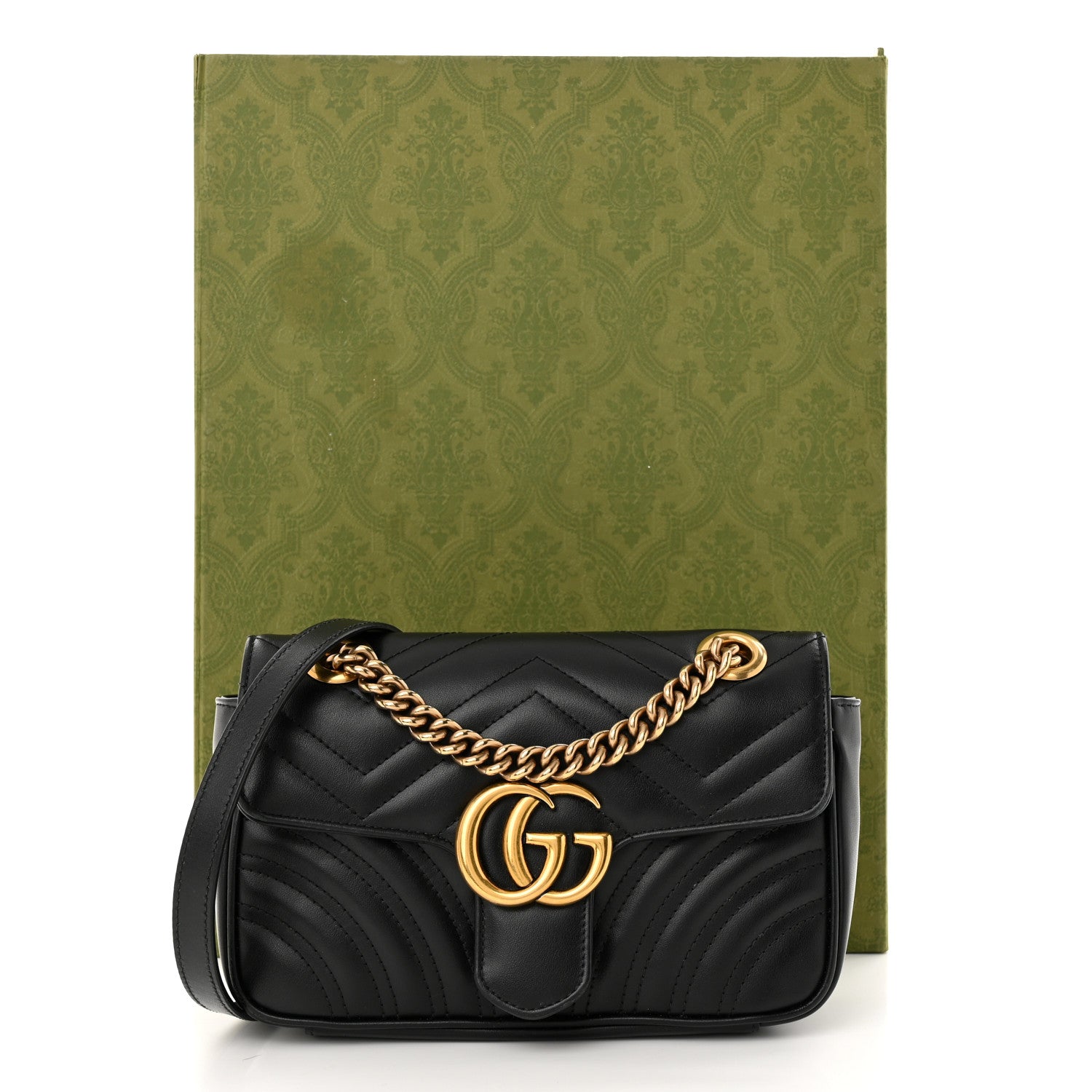 Gucci Calfskin Matelasse Mini GG Marmont Shoulder Bag Black 11 of 11