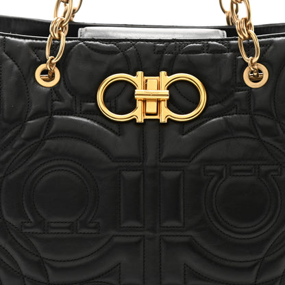 Salvatore Ferragamo Calfskin Quilted Gancini Shoulder Bag Black 8 of 10