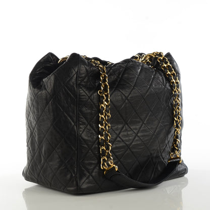 Chanel Lambskin Quilted Drawstring Bucket Bag Black 3 of 8