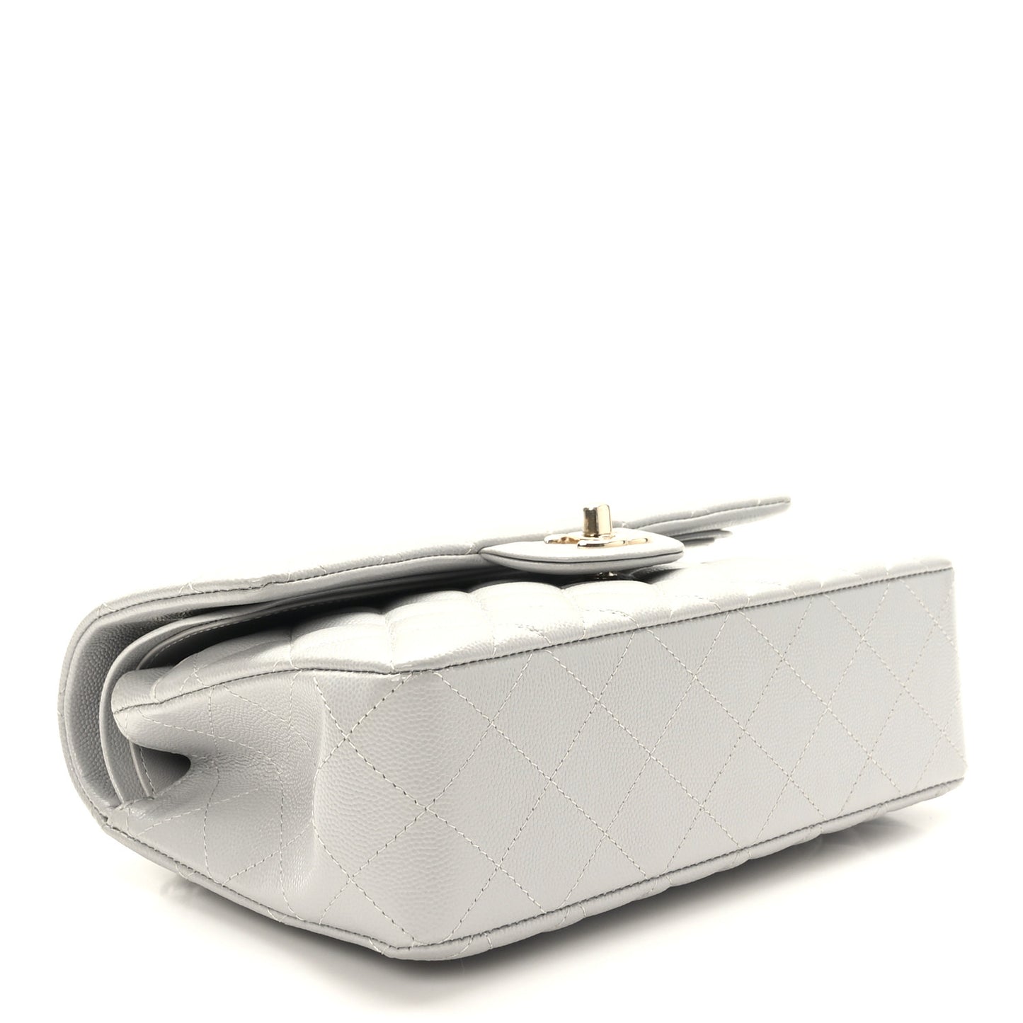 Caviar Quilted Small Double Flap Grey