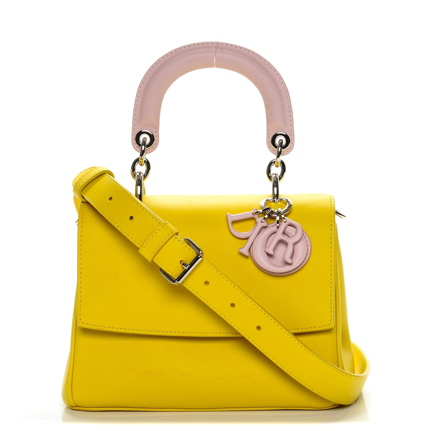 Christian Dior Smooth Calfskin Bi-Color Mini Be Dior Flap Bright Yellow Rose Dragee 1 of 6