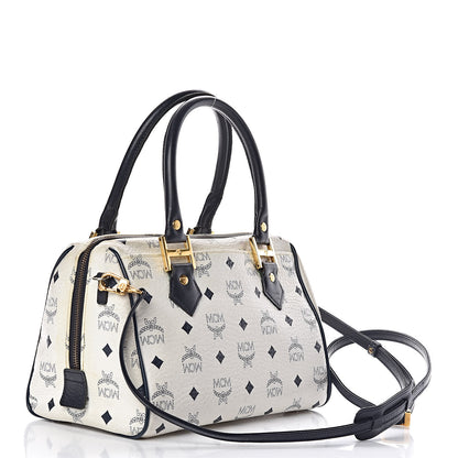 MCM Visetos Boston Satchel White 3 of 12