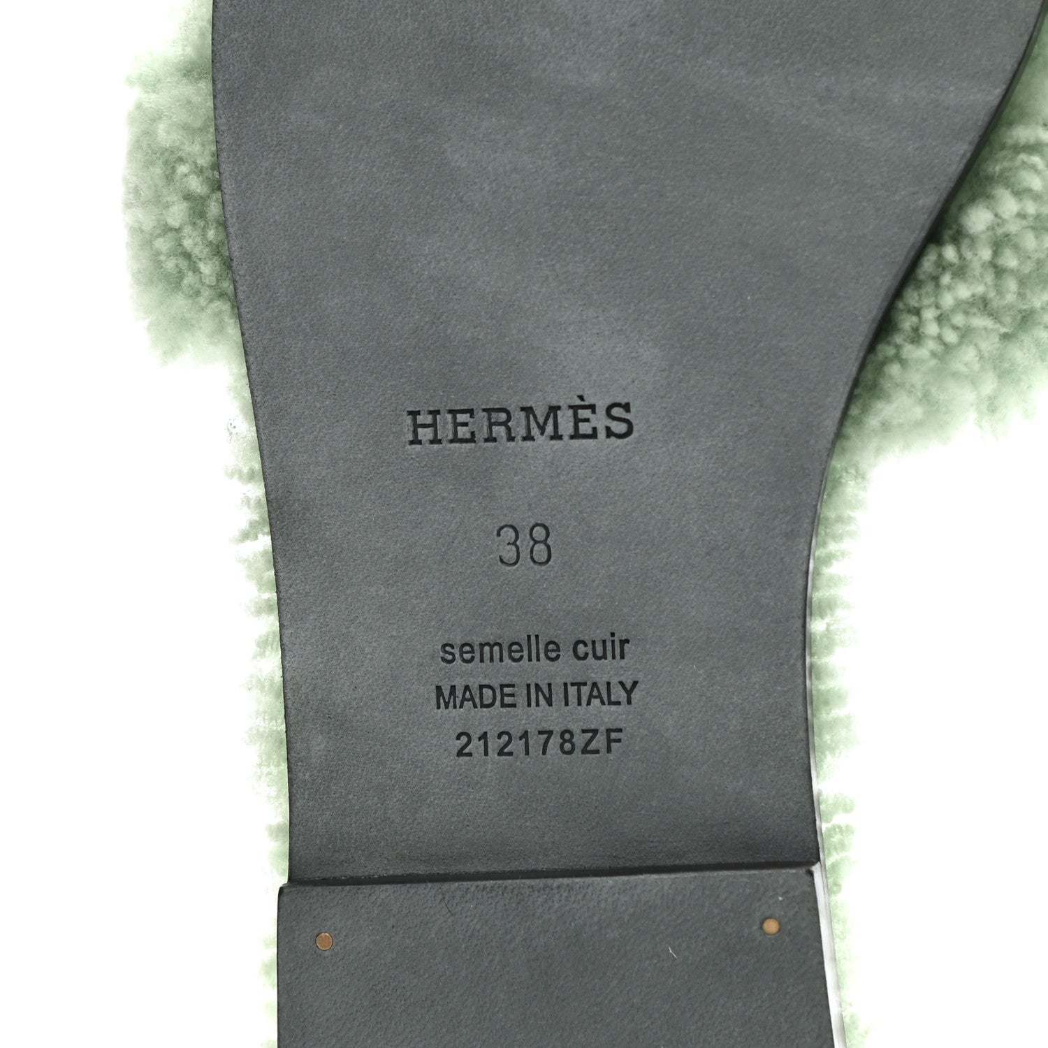 Hermes Woolskin Oran Sandals 38 Vert D’Eau 6 of 8
