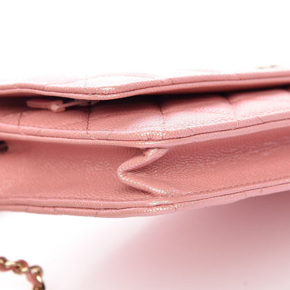 Chanel Iridescent Caviar Quilted Wallet on Chain WOC Rose Pink 6 of 11