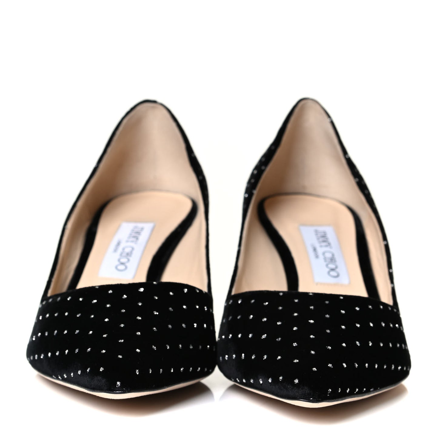 Glitter Spotted Velvet Pointy Toe Romy 60 Pumps 39.5 Black Silver