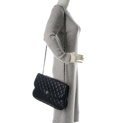 Chanel Lambskin Quilted Large Pagode Piping Flap Dark Navy Blue 2 of 7