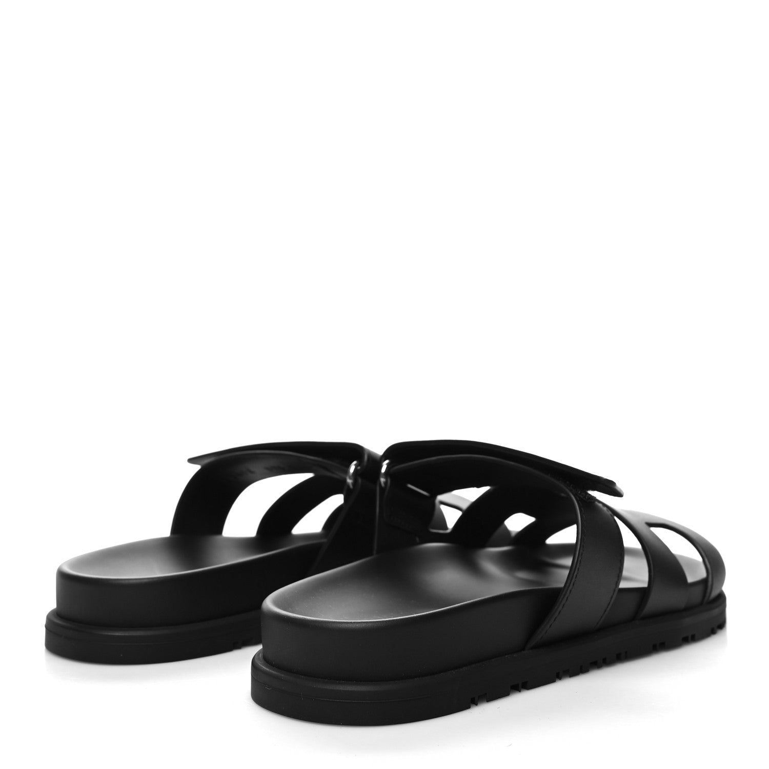 Hermes Calfskin Womens Chypre Sandals 37.5 Black 4 of 9