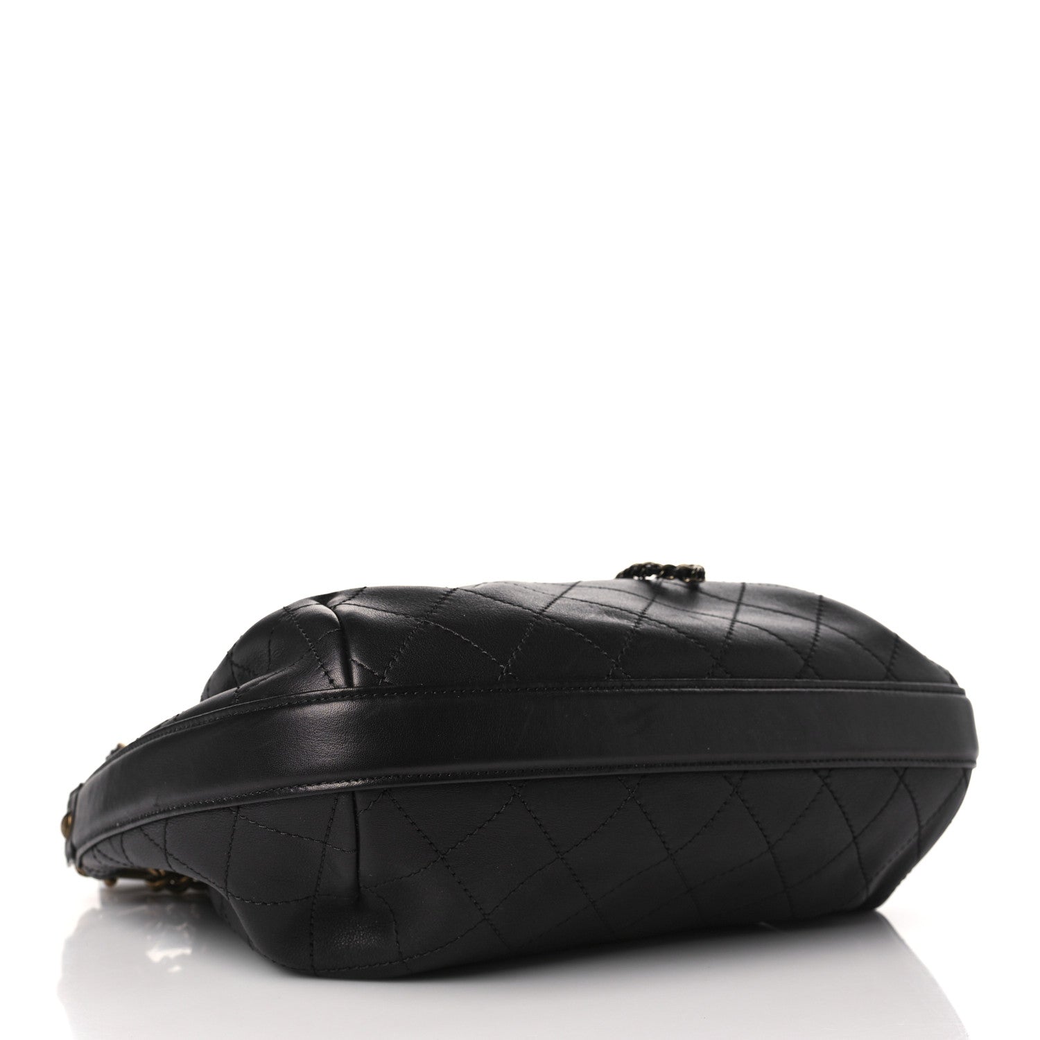 Chanel Calfskin Stitched Small Paris Rome Drawstring CC Bag Black 4 of 9