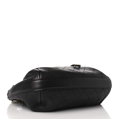 Chanel Calfskin Stitched Small Paris Rome Drawstring CC Bag Black 4 of 9