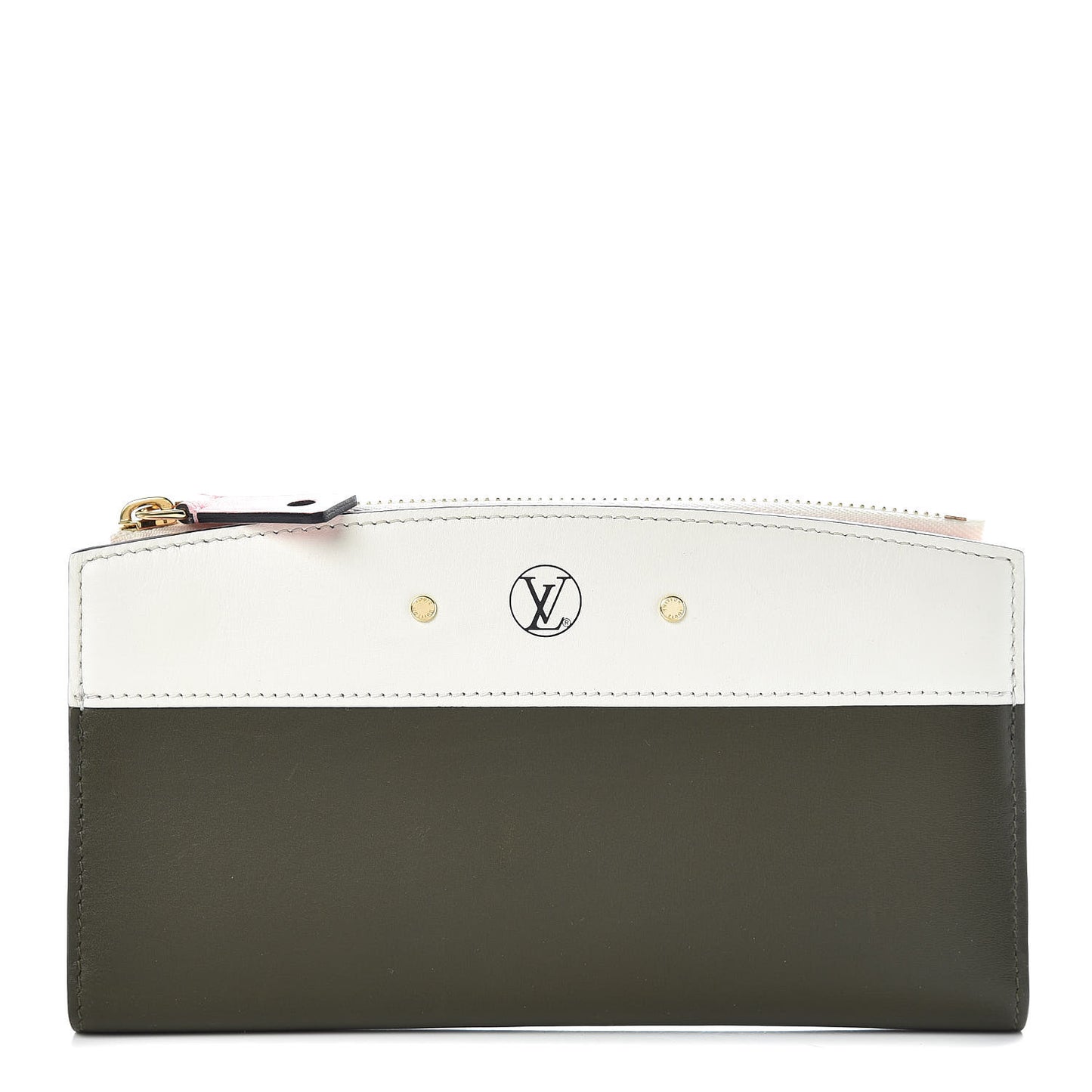 Calfskin City Steamer Wallet Kaki White