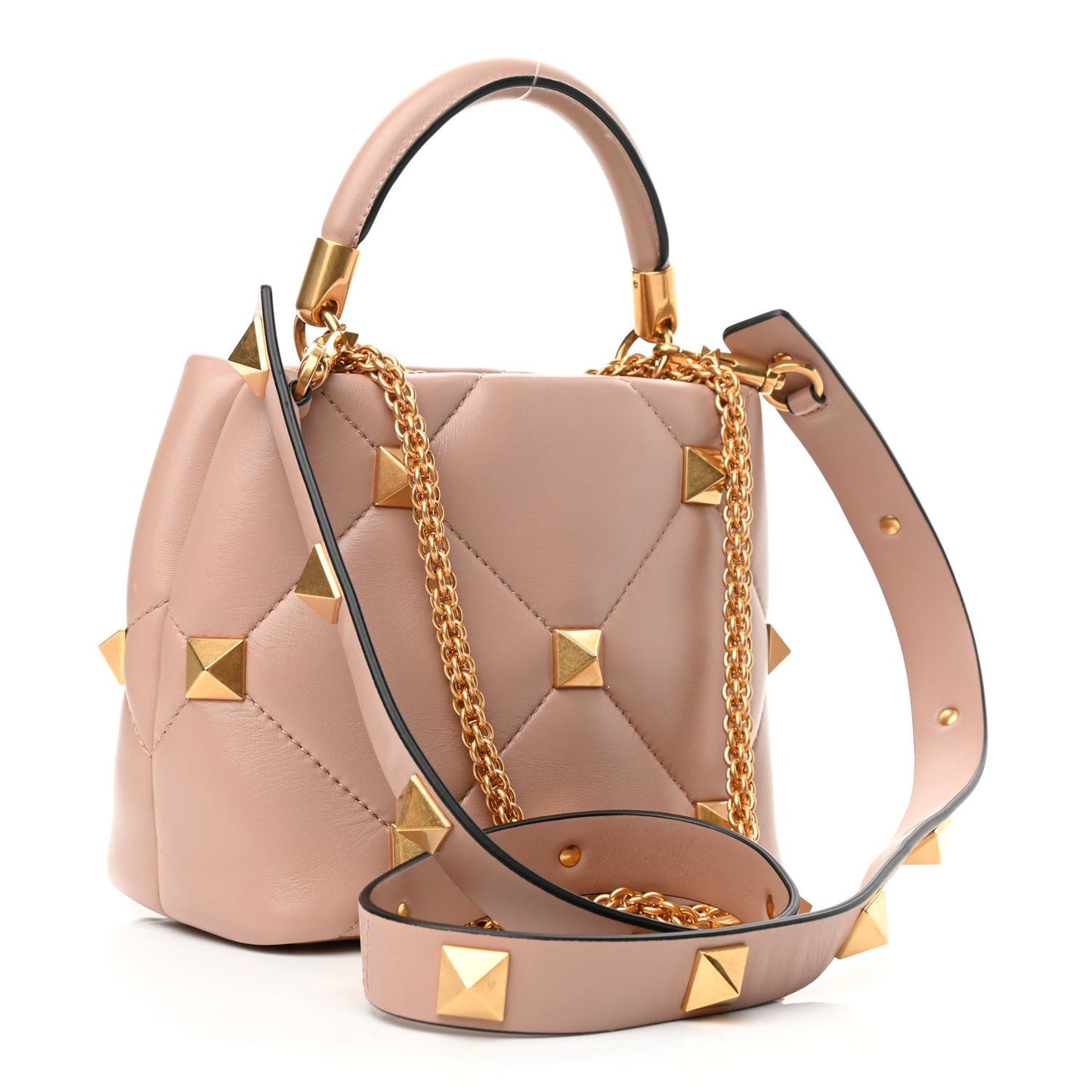 Nappa Small Roman Stud The Handle Bag Rose Cannelle