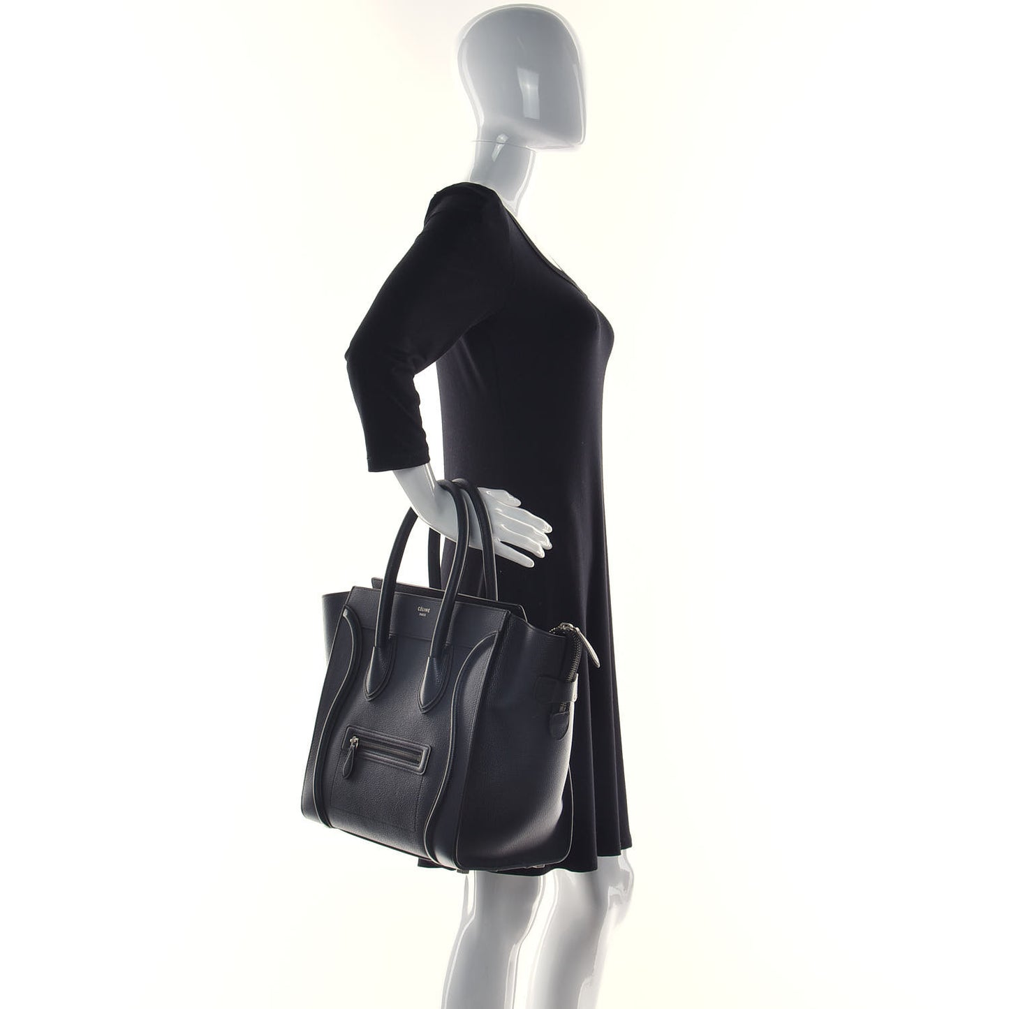 Drummed Calfskin Mini Luggage Black