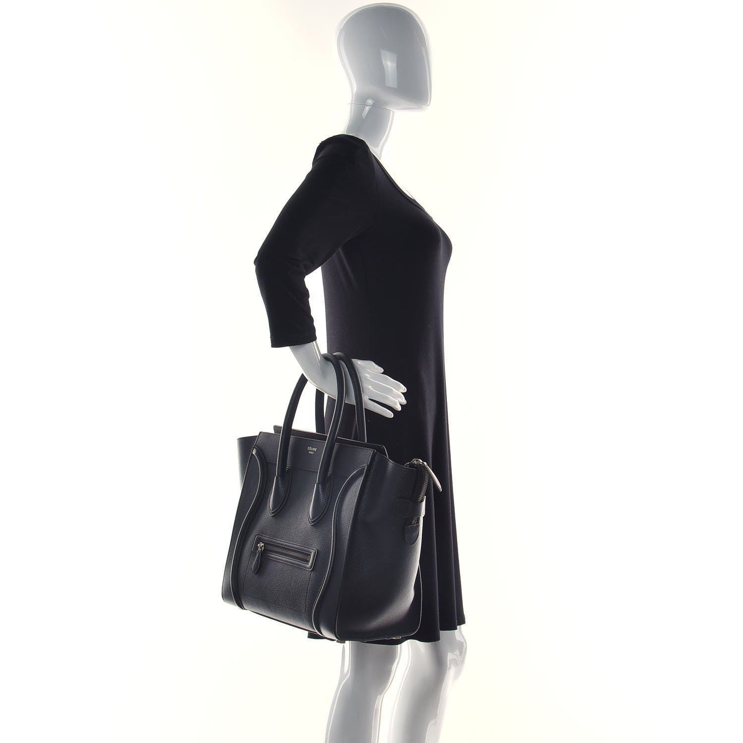Celine Drummed Calfskin Mini Luggage Black 4 of 17