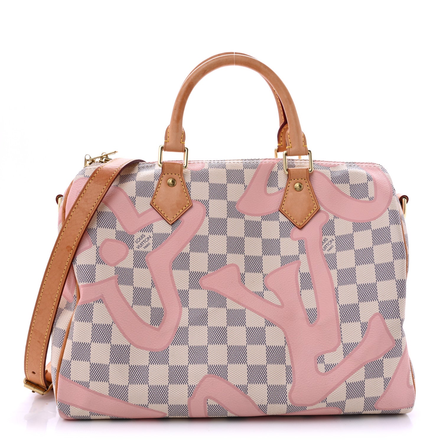 Louis Vuitton Damier Azur Tahitienne Speedy Bandouliere 30 Rose Ballerine 1 of 15
