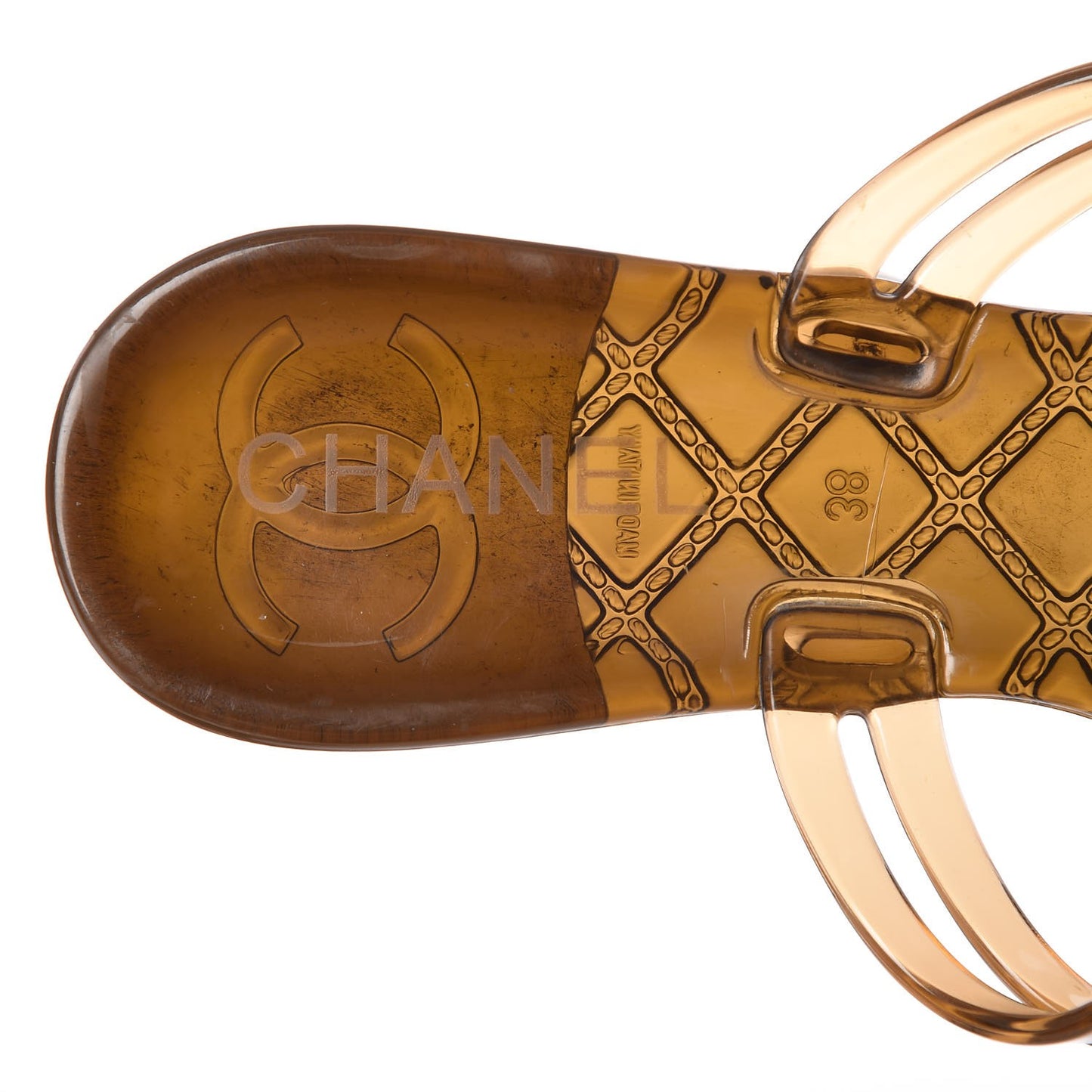 Jelly Camellia Thong Sandals 38 Brown