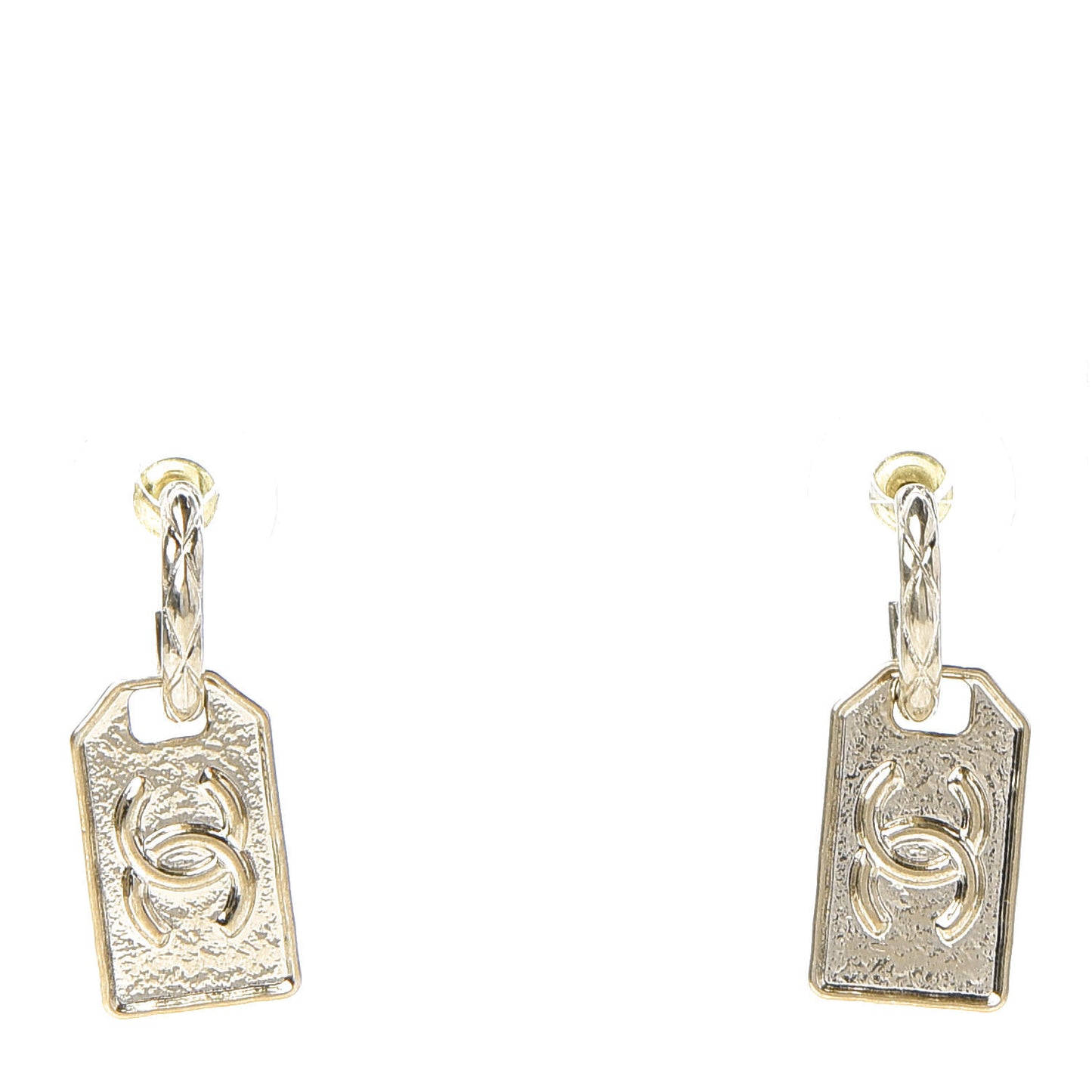 CC Tag Drop Earrings Gold