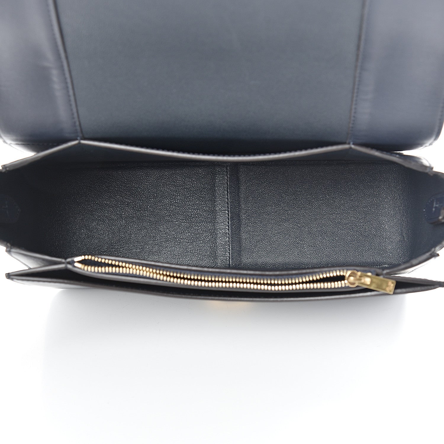 Celine Shiny Smooth Calfskin Medium Frame Shoulder Bag Black Navy 5 of 14