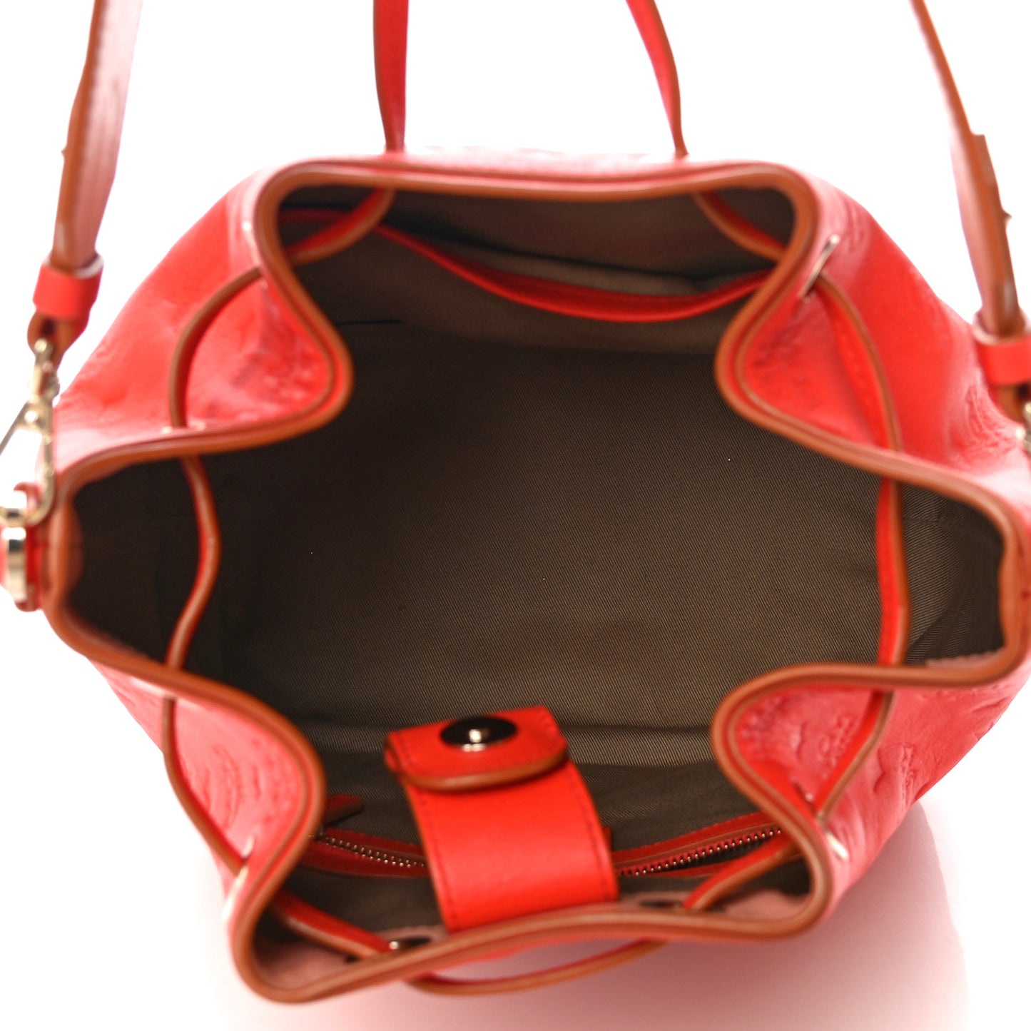 Calfskin Ottomar Monogram Essential Bucket Hot Coral