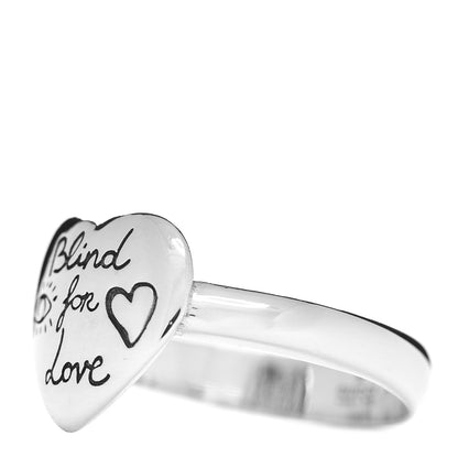 Gucci Sterling Silver Blind for Love Heart Band Ring 61 9.75 3 of 5